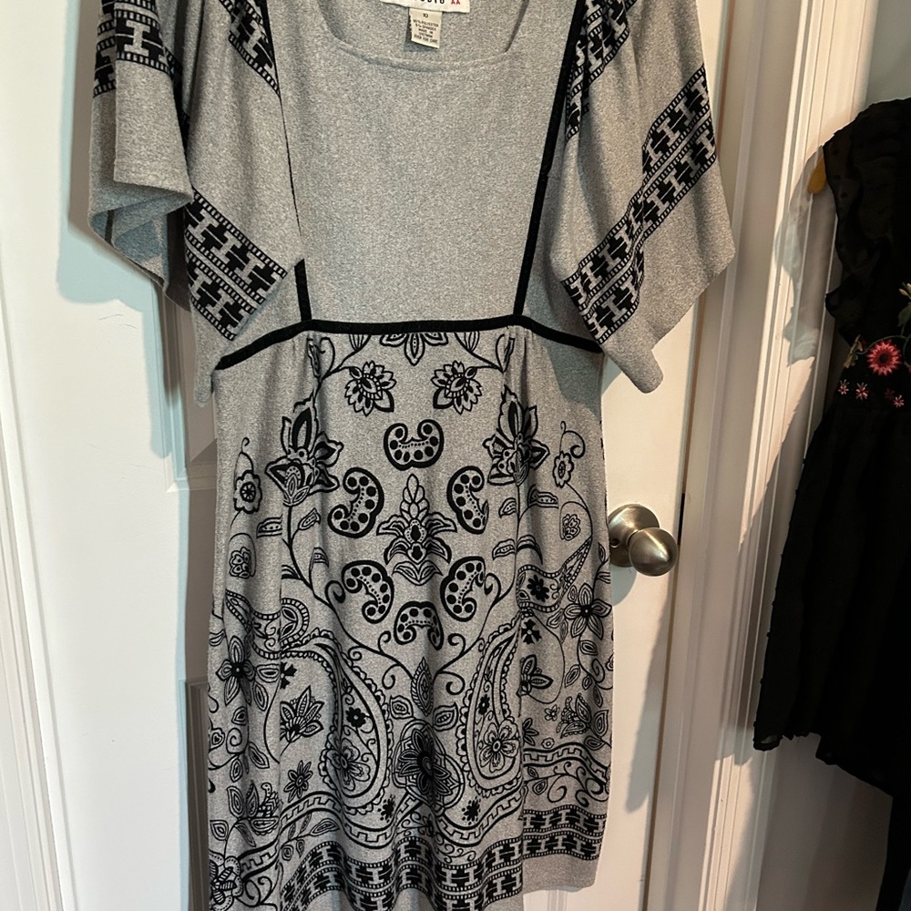 Aa Studio Gray and Black Long Sleeve Dress